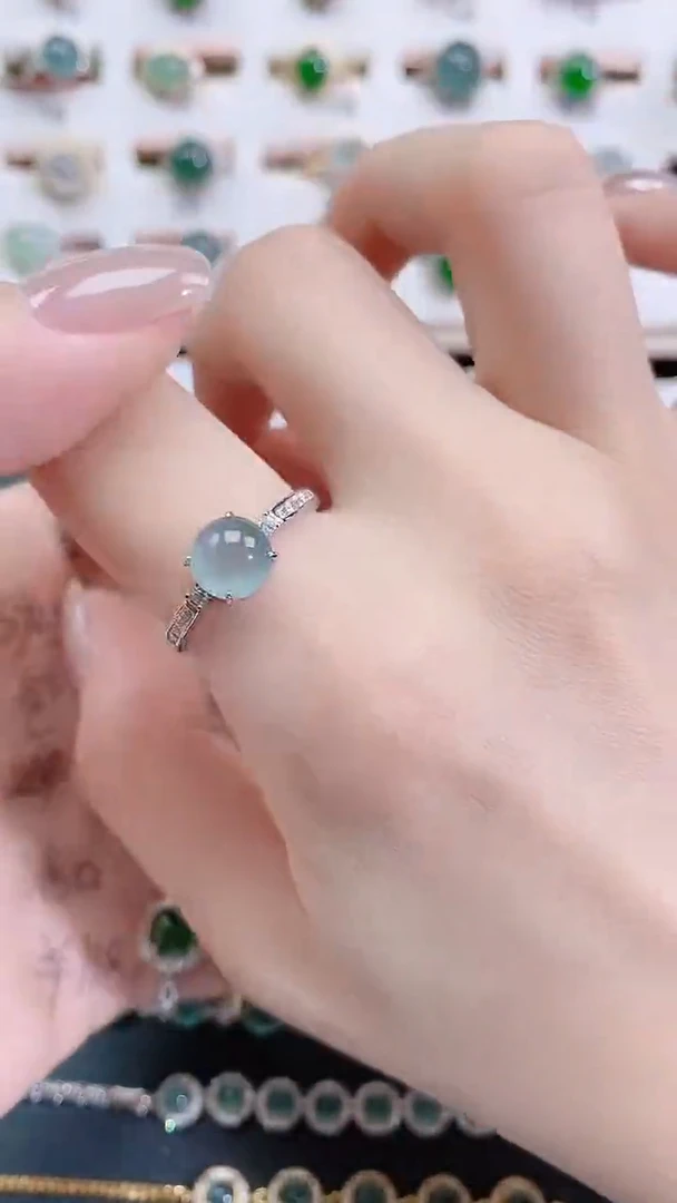银S925镶嵌戒指翡翠天然翡翠