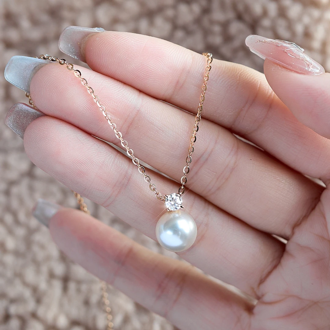 恒美娜 坠链均925银莫桑石 戴妃项链经典简约气质百搭法式吊坠