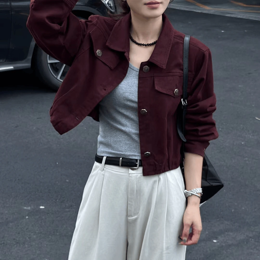 欧货小个子牛仔外套女短款2025年秋季韩系显瘦宽松休闲翻领牛仔衣