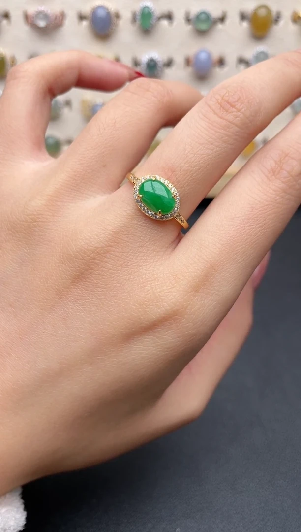 【闪购商品】翡翠戒指银S925镶嵌一物一证一礼盒