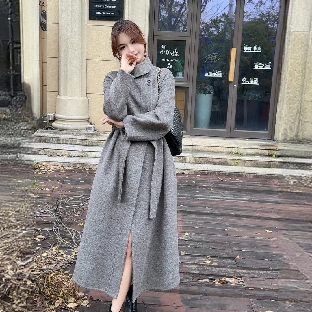 2025秋冬新款气质时尚百搭显瘦双面羊毛大衣女过膝韩版毛呢外套