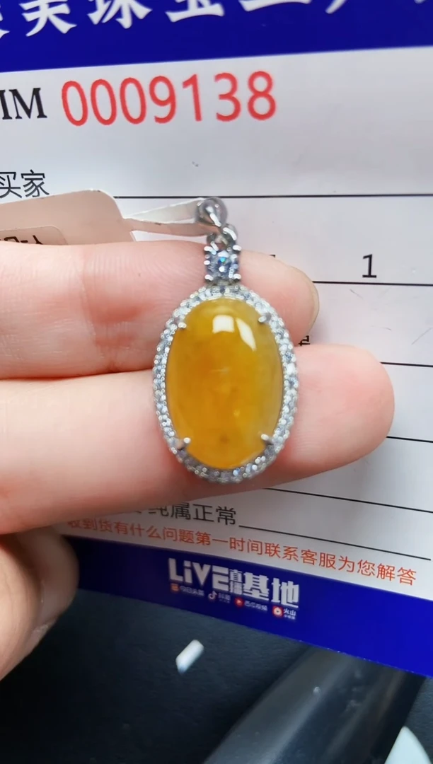 翡翠银S925镶嵌颈饰9138