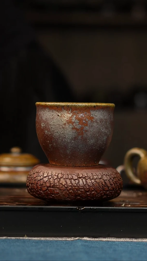 茶壶紫砂不****1柴烧紫砂段泥杯