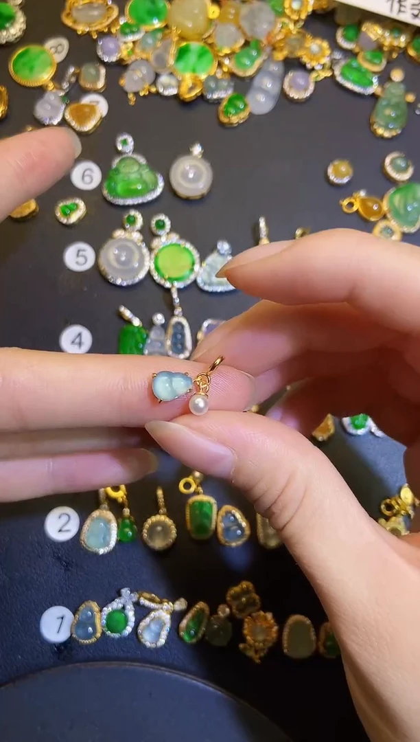 吊坠(不含链)银S925镶嵌翡翠1