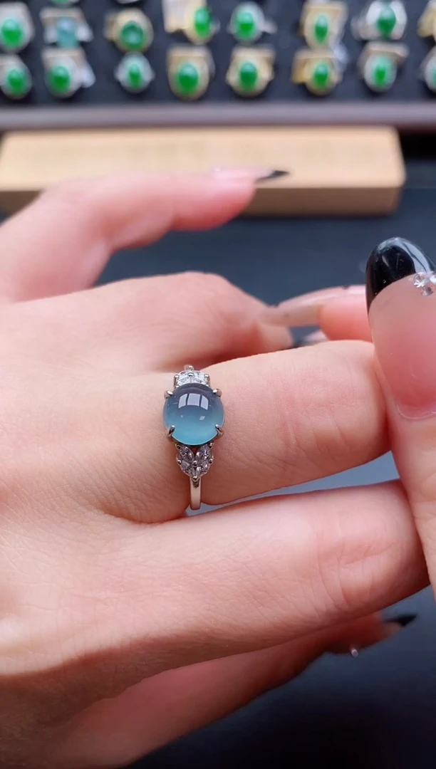 银S925镶嵌戒指翡翠1