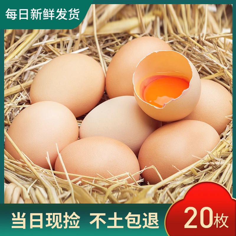 农家粉壳士鸡蛋现捡现发共20枚 净重800g个头小嫌小勿拍