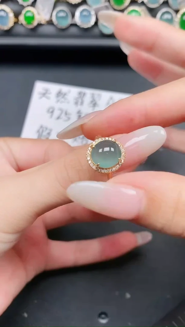 翡翠戒指银S925镶嵌1111