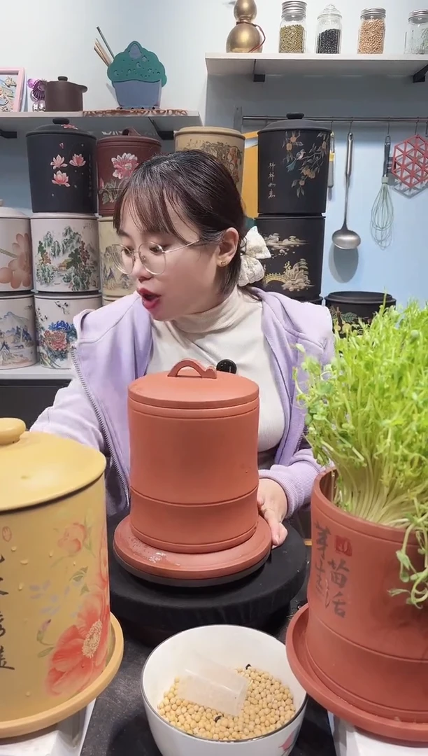 紫砂中式中号 红泥竹节款+紫砂托盘