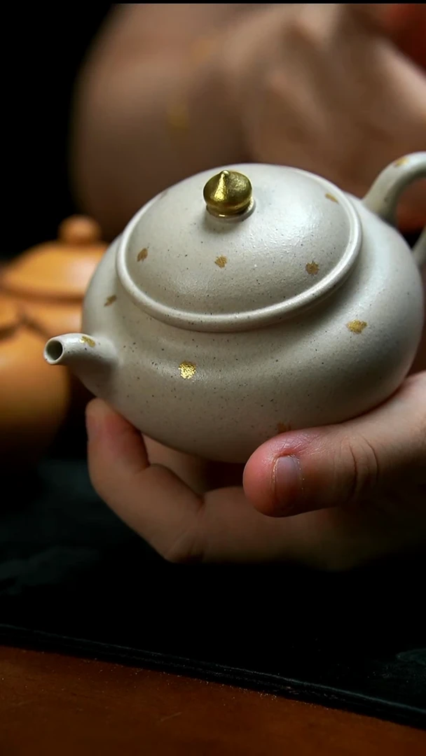 茶壶紫砂白泥洒金壶