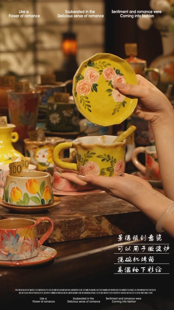 陶瓷景德镇高温手绘釉下彩设计师款式