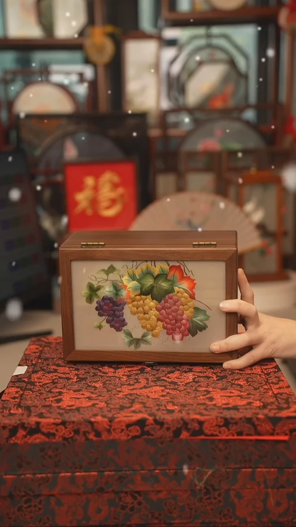 扇子胡桃木化妆盒 宽度24 高度14