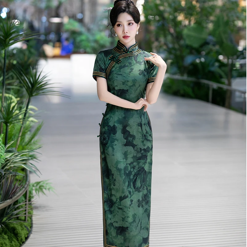 5641白幼秀新款复古时尚优雅中式立领港风款旗袍中国风旗袍