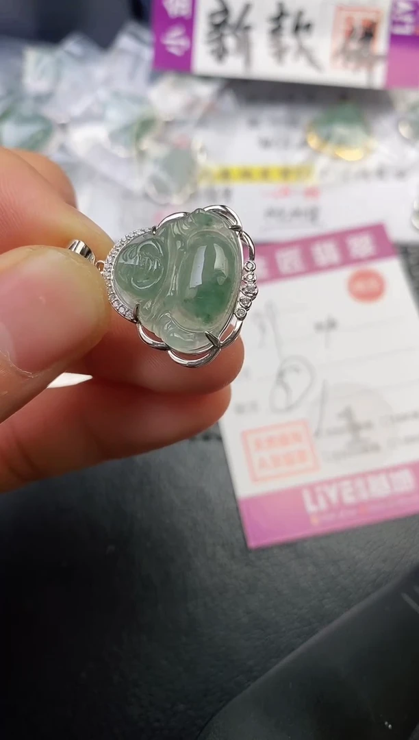 颈饰银S925镶嵌翡翠（*。挂件