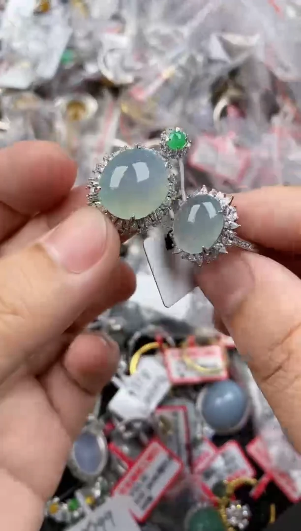 银S925镶嵌戒指翡翠12   2