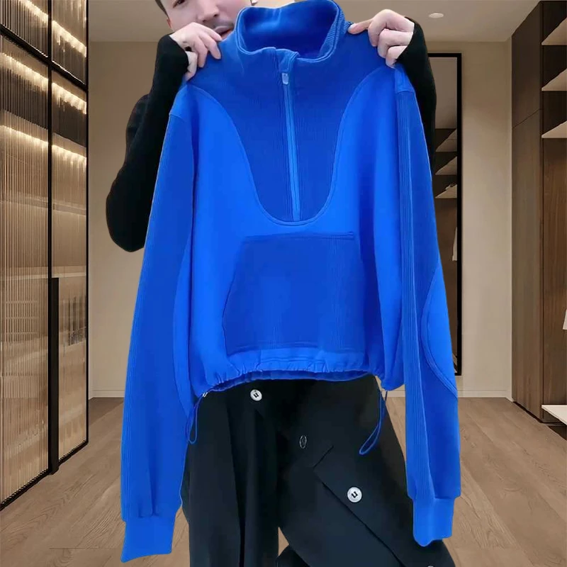 独特绝美上衣外套女款2025新款春秋季休闲运动半拉链立领欧货卫衣