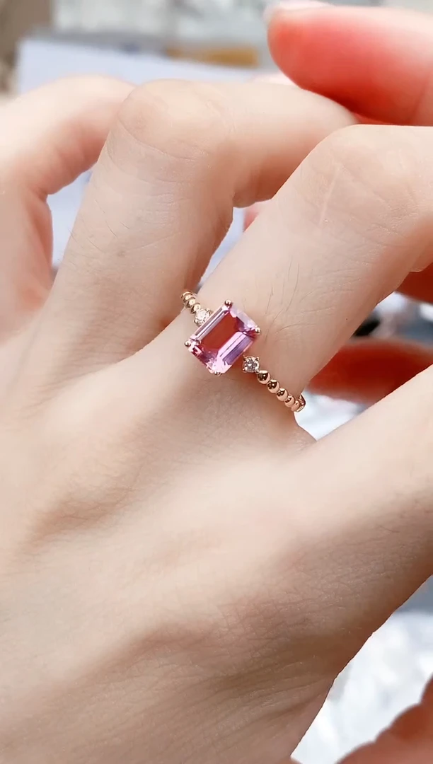 18K金镶嵌戒指碧玺高货14#