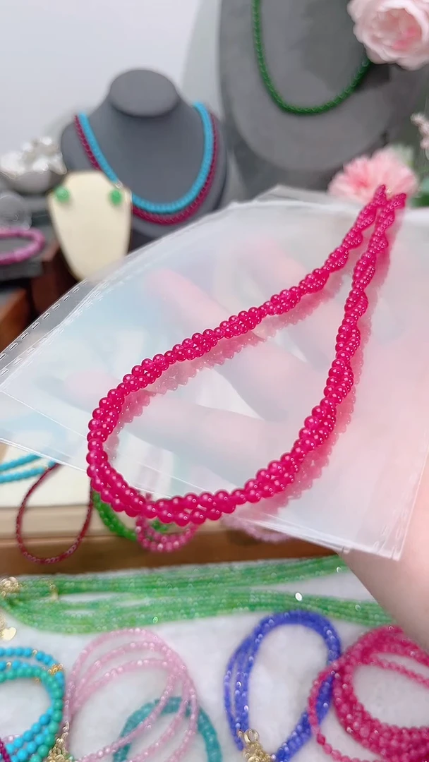 颈饰银S925镶嵌红宝石麻花99