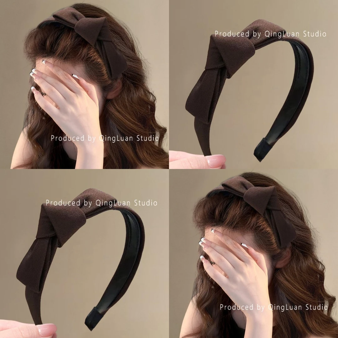 黑咖布兰尼~复古蝴蝶结压发发箍秋冬高级感气质头箍女新款盘发器
