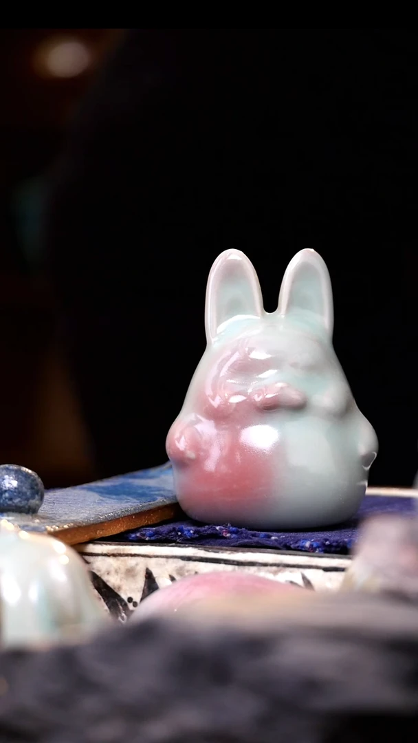 【闪购商品】83小白兔钧瓷茶器神垕钧窑