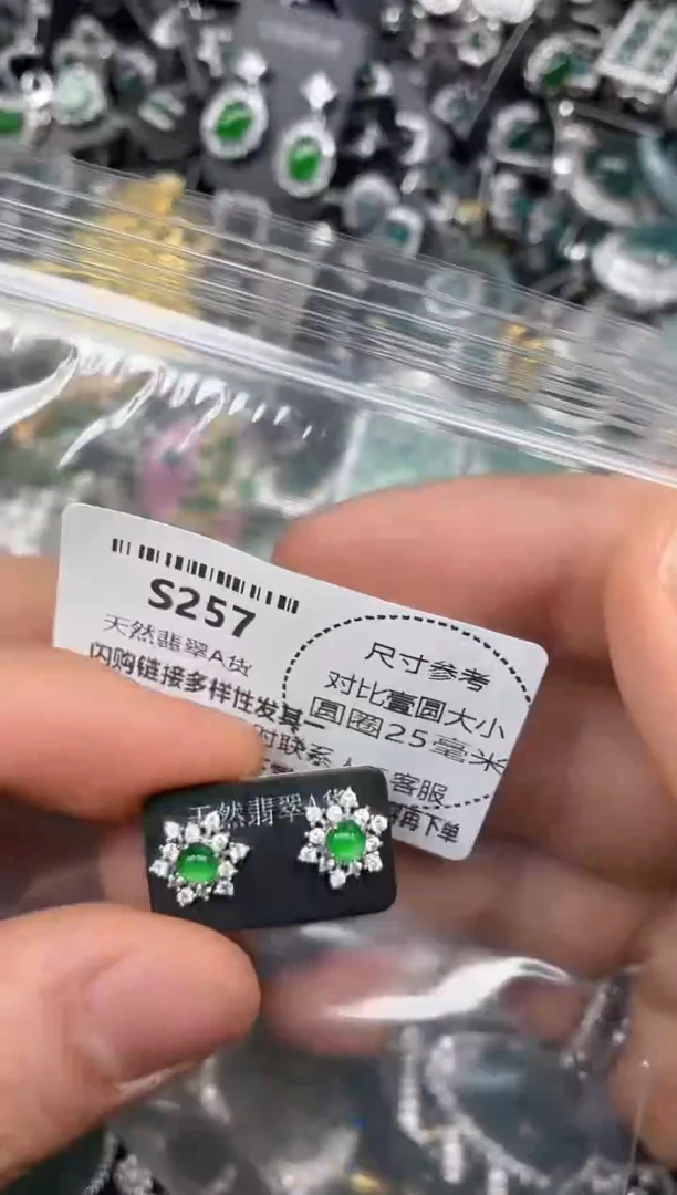 颈饰未镶嵌翡翠S257耳钉