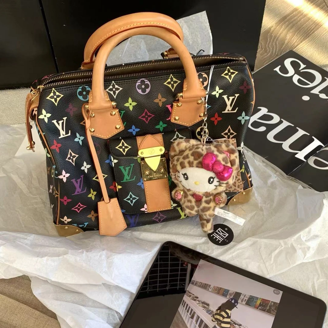 95新 LouisVuitton/路易威登  黑三彩speedy30手提包 18647619