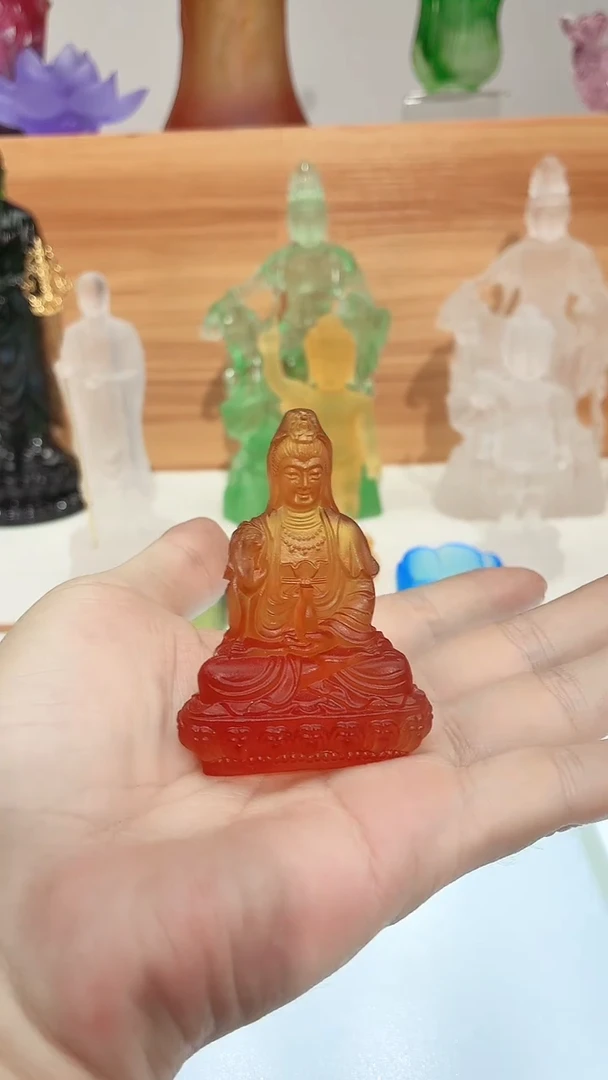 手工艺品琉璃净瓶观音8CM