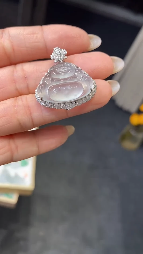 吊坠(不含链)18K金镶嵌翡翠佛公