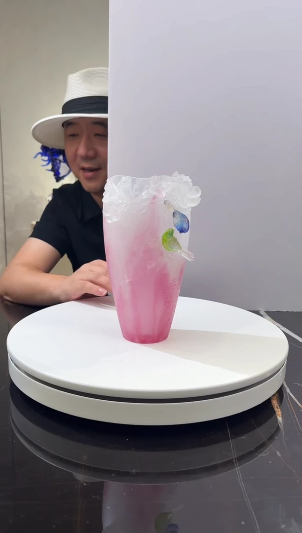 摆件喜上眉梢水晶琉璃花瓶