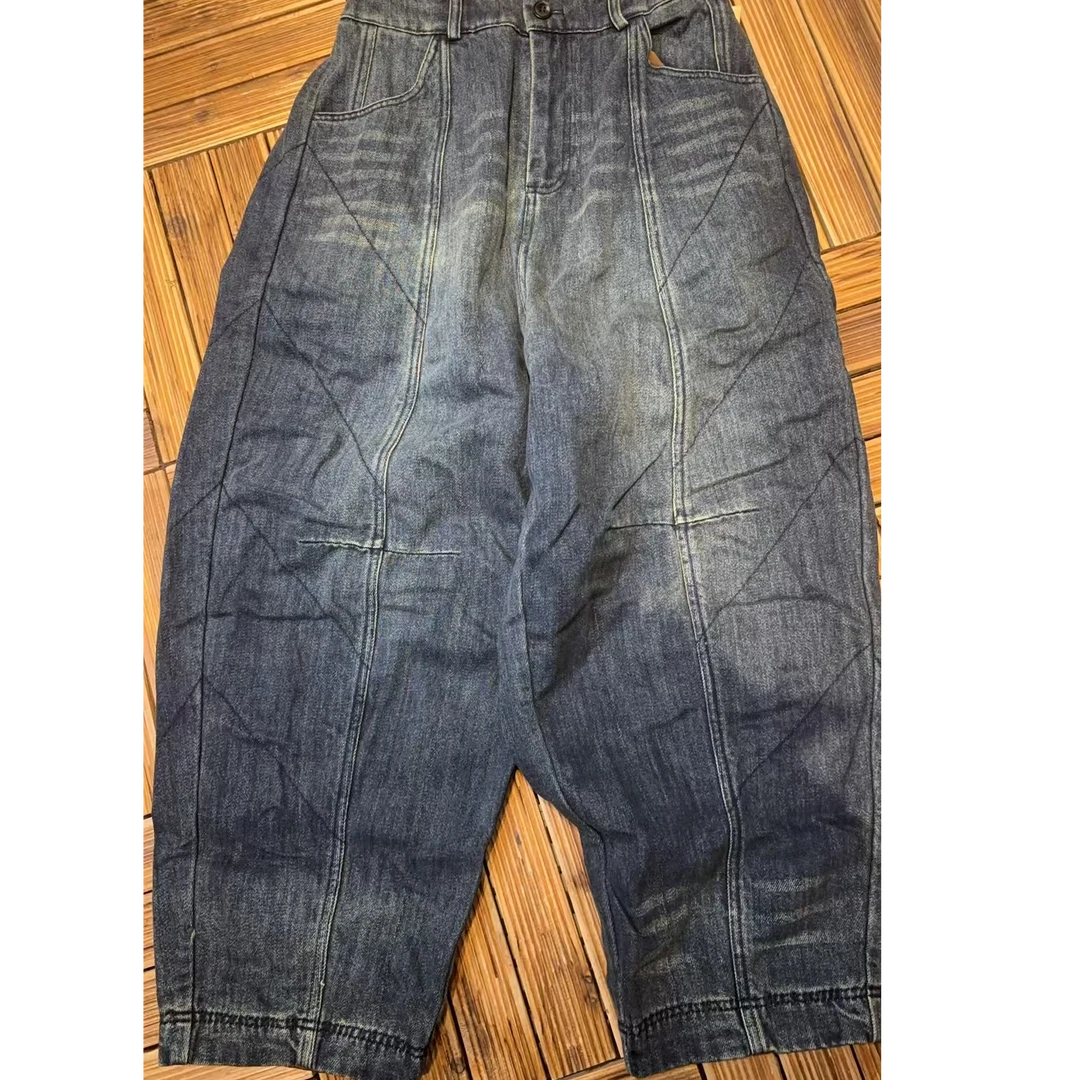 古兰木-做旧水洗半松紧腰休闲裤3160