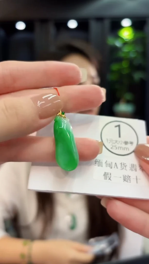 颈饰18K金镶嵌翡翠缅料A货/支持复检/一件
