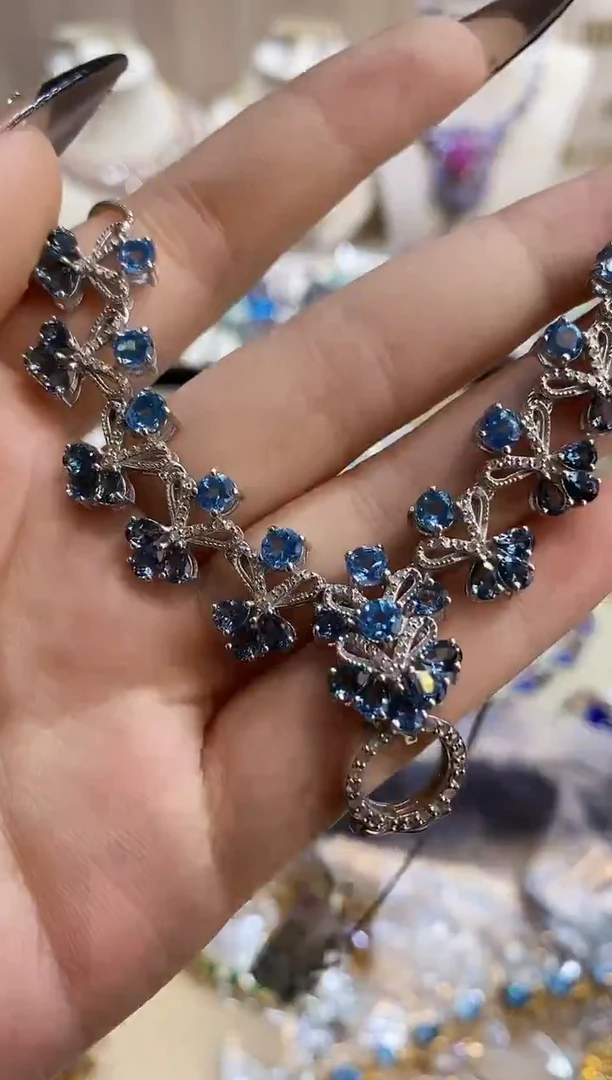 银S925镶嵌项链定制托帕石楚楚珠宝中古甄选不退换