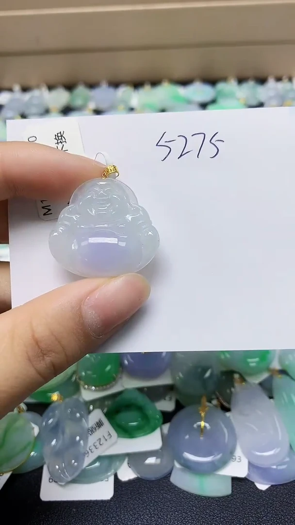 翡翠18K金镶嵌颈饰 天然缅甸翡翠A货