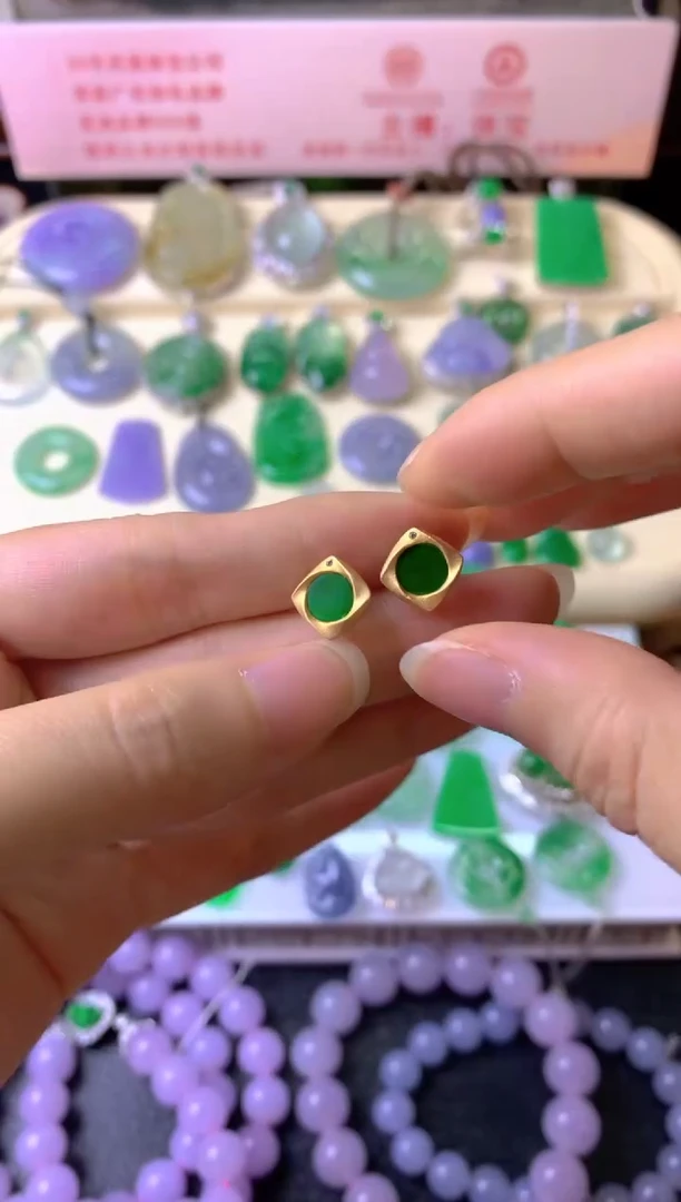 银S925镶嵌翡翠耳饰妮**王耳饰