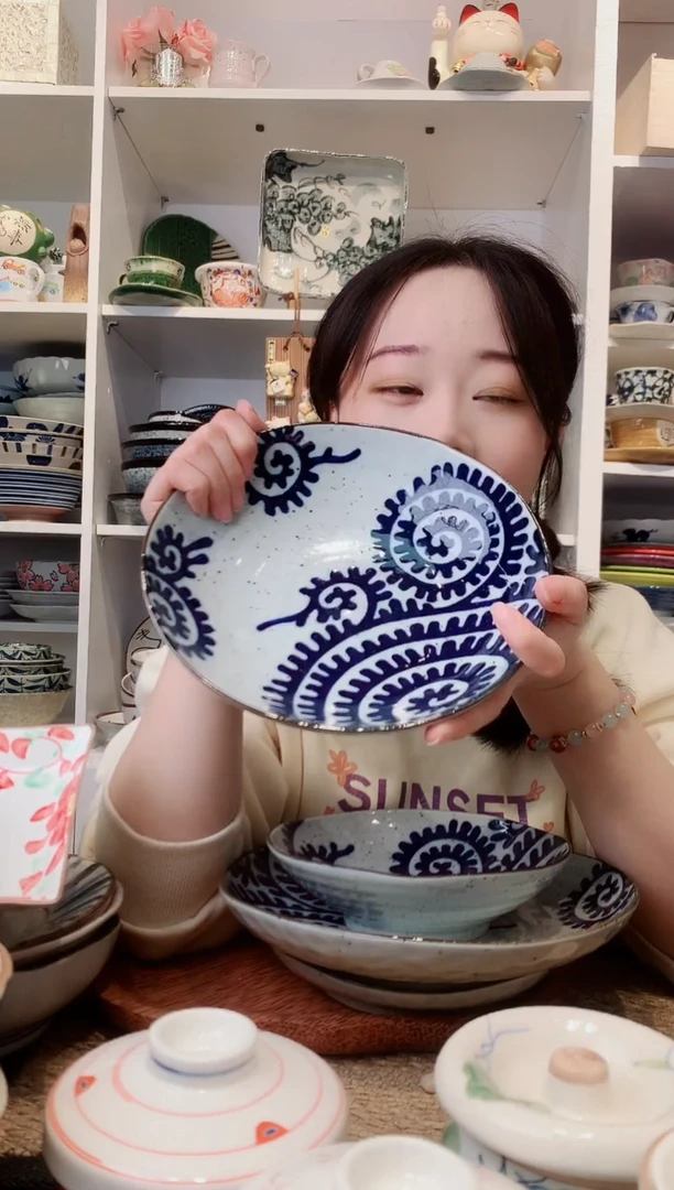 陶瓷【到手两支】章鱼唐草深盘21cm