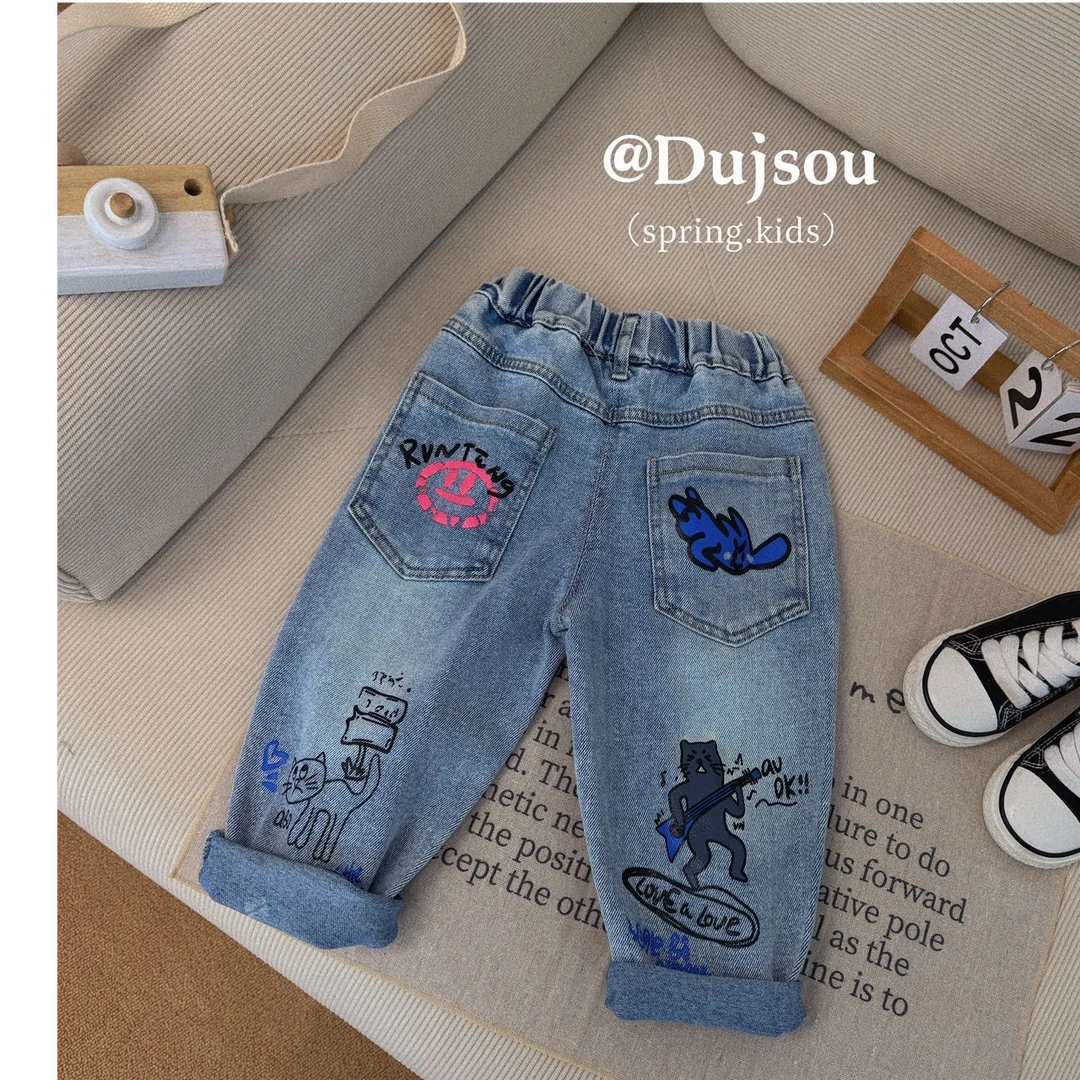 【新疆包邮】春季新款涂鸦牛仔裤H901