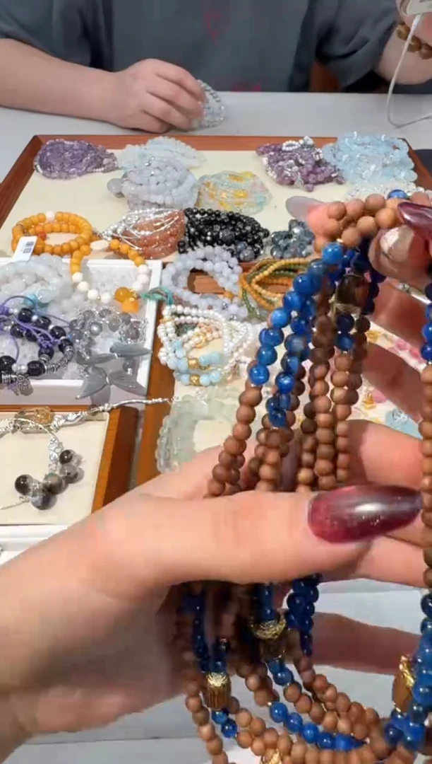 【闪购商品】水晶手链未镶嵌K009老山檀蓝晶双圈设计款