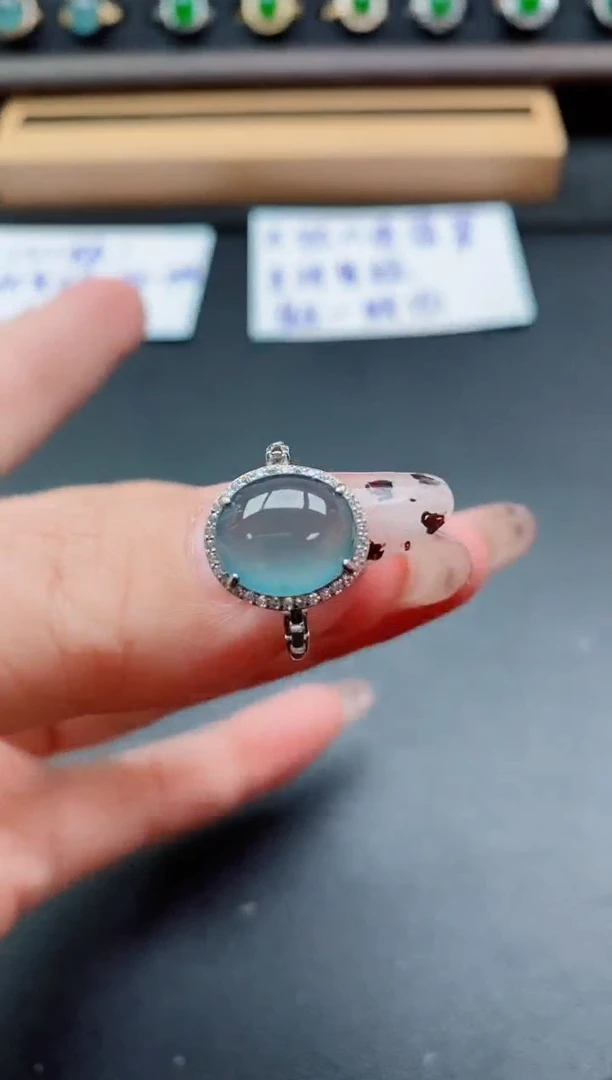 银S925镶嵌戒指翡翠1