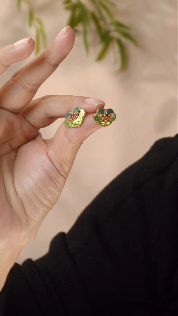 纯铜花岗石纯铜锡合金国风耳钉