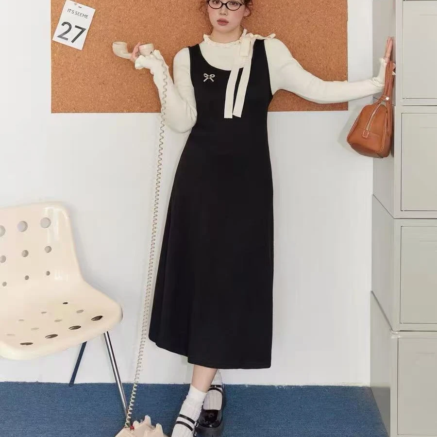 【LPP/25AW】“学妹来咯”学院风假两件连衣裙-