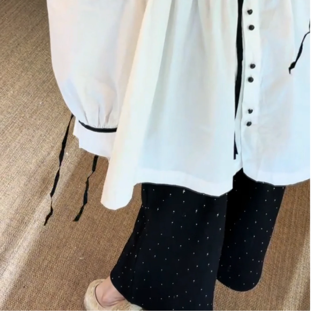 李豆儿 原创设计 加绒加厚 烫钻9分卫裤