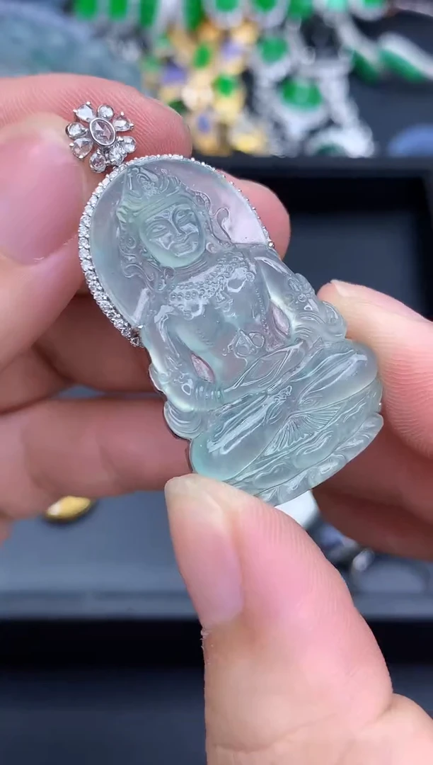 颈饰18K金镶嵌翡翠642-春日珠宝