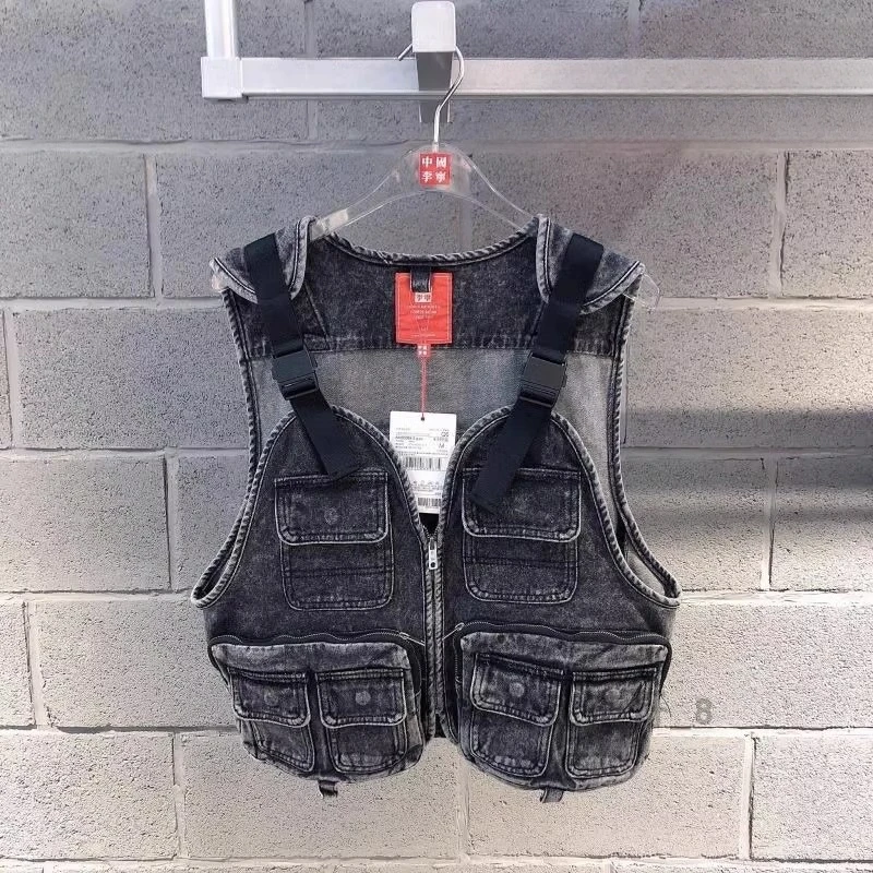 《直播》李宁新款中国李宁男女同款休闲水洗牛仔单马甲AMDS026