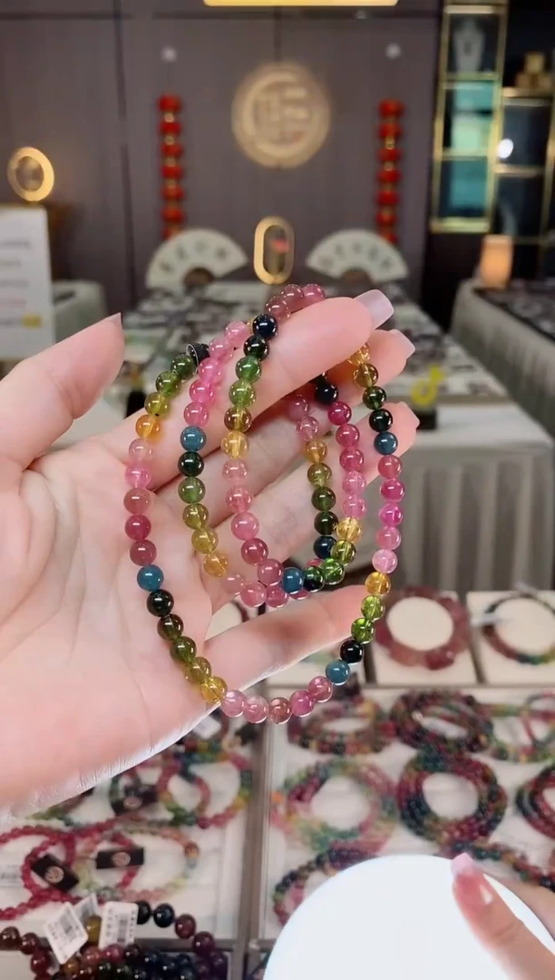 未镶嵌老矿碧玺三圈手串6mm+碧玺艾*咪hon多样性发货一条