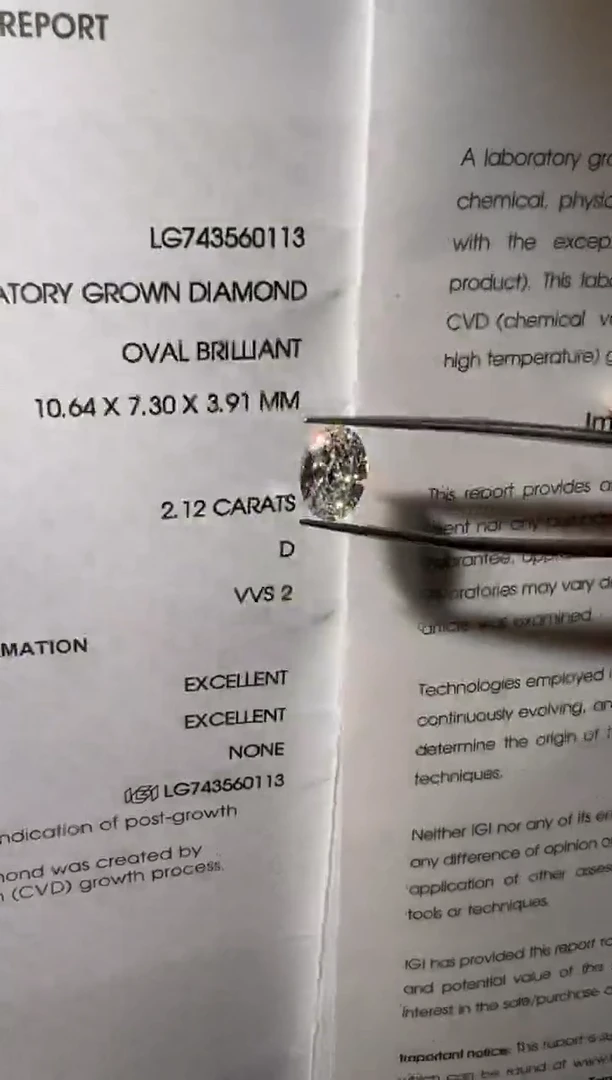 裸石合成钻石f****yLG0113   2.12ct