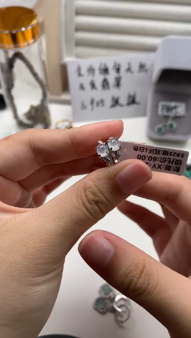 银S925镶嵌戒指翡翠耳饰10