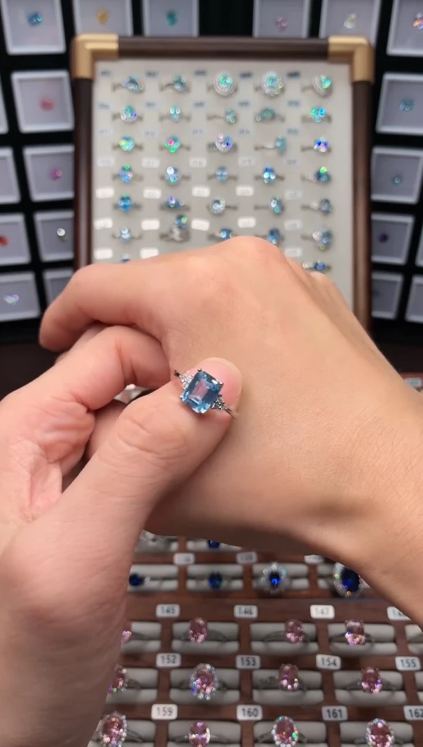 银S925镶嵌戒指海蓝宝石111