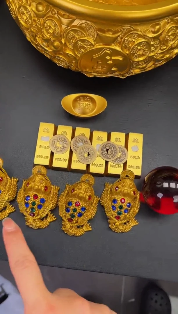 金属5斤金蟾聚宝盆+满盆套餐