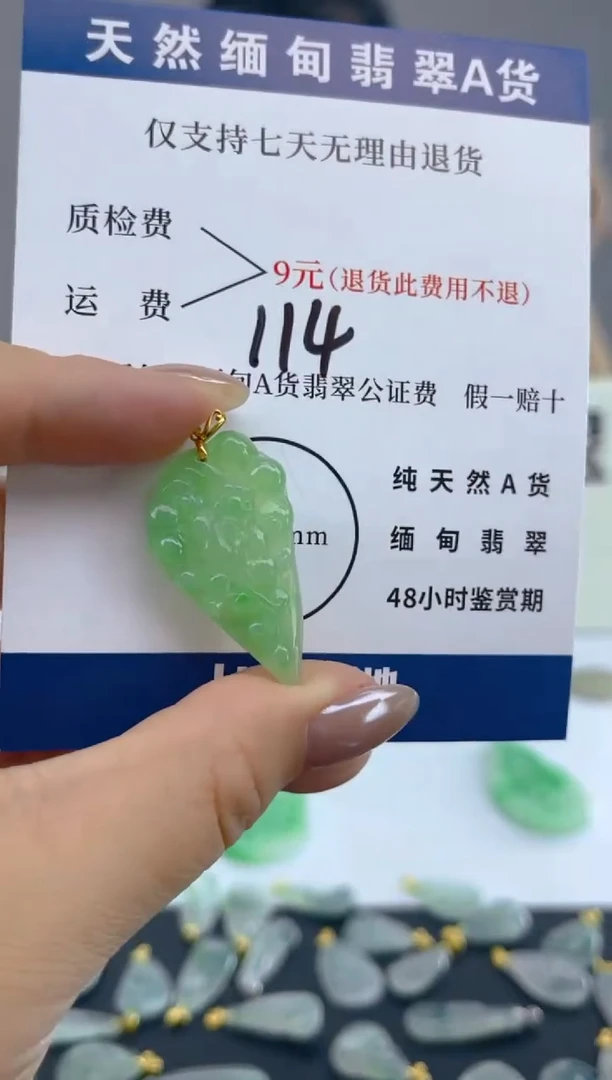 颈饰18K金镶嵌翡翠天然A货翡翠
