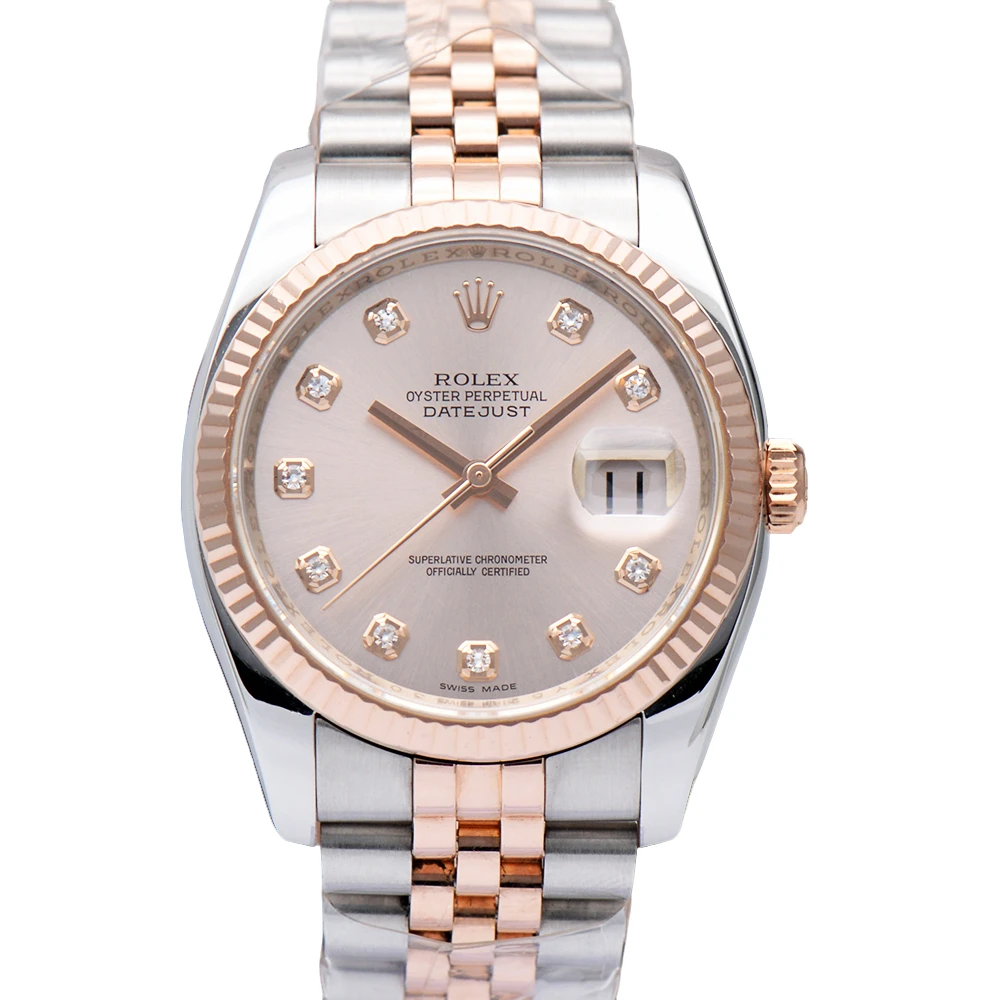 99新 Rolex/劳力士 日志型116231玫瑰金粉盘36mm自动机械男表