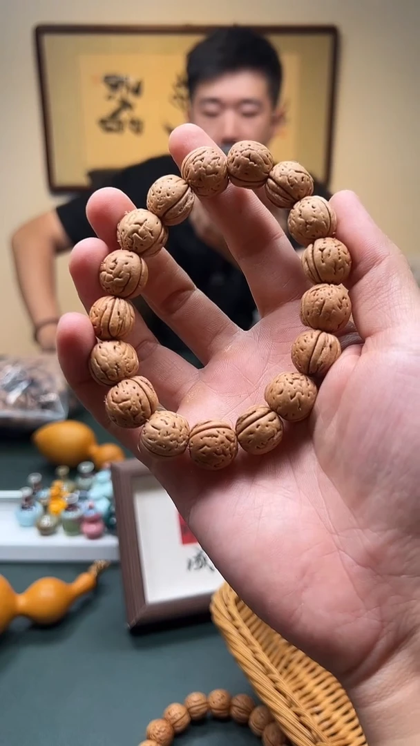 桃核手串14.7mm原生态原皮原色三岔戟桃核单圈